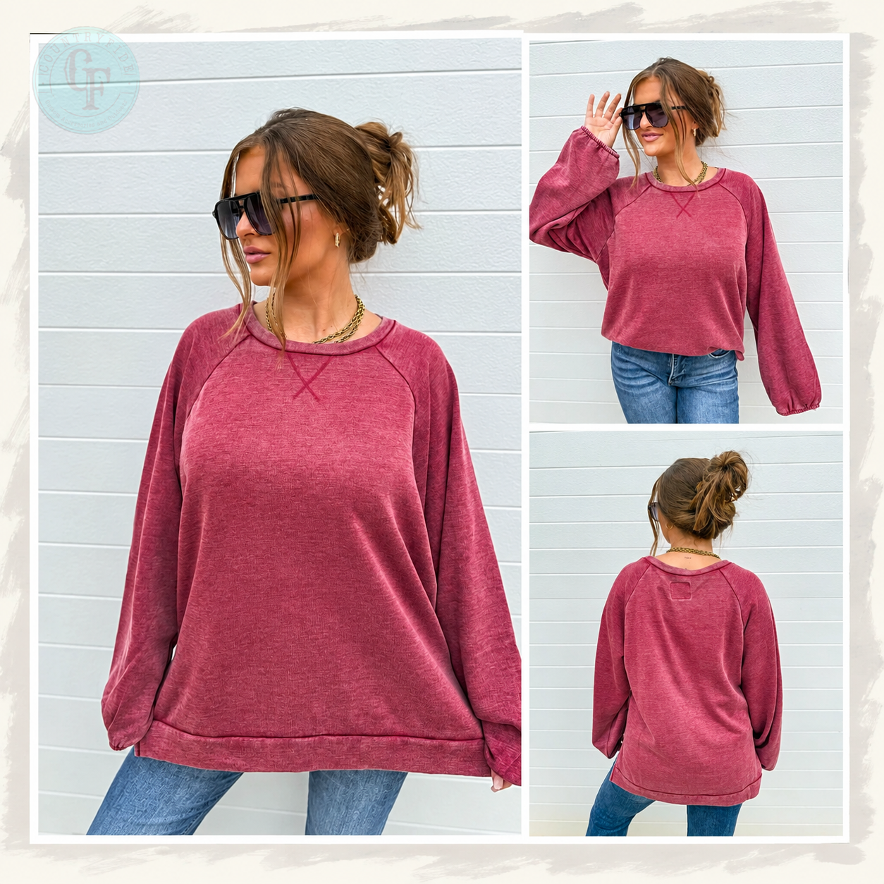 Ash Wash Raglan Loose Banded Pullover - BIRDIE