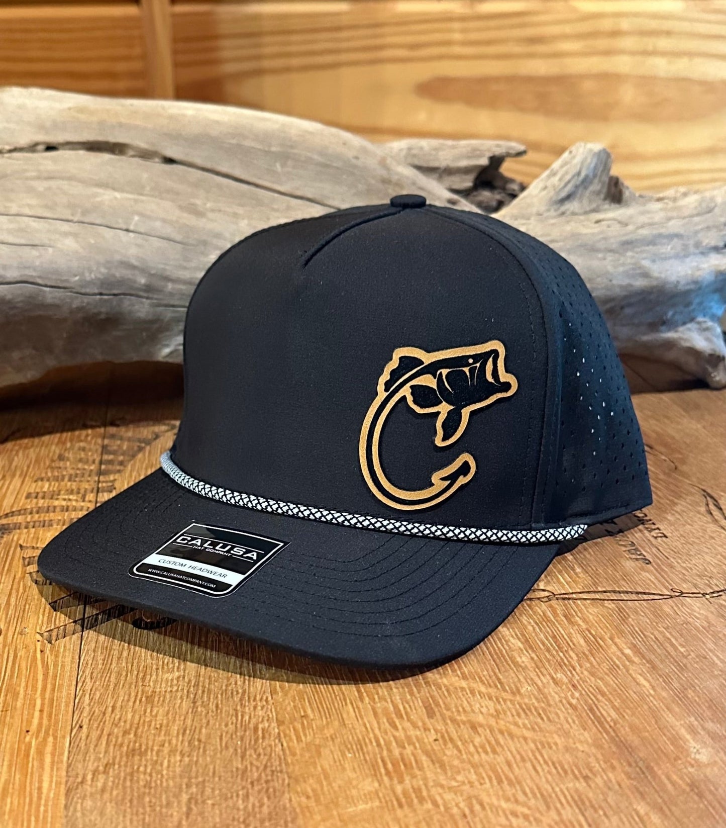 (2) WATERPROOF CAP WITH LEATHER FISHING PATCH - CountryFide Custom Accessories and Outdoors