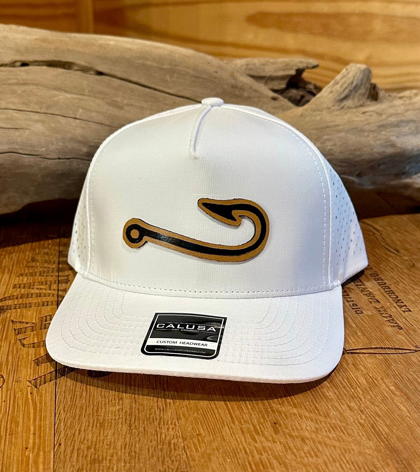 (2) WATERPROOF CAP WITH LEATHER FISHING PATCH - CountryFide Custom Accessories and Outdoors