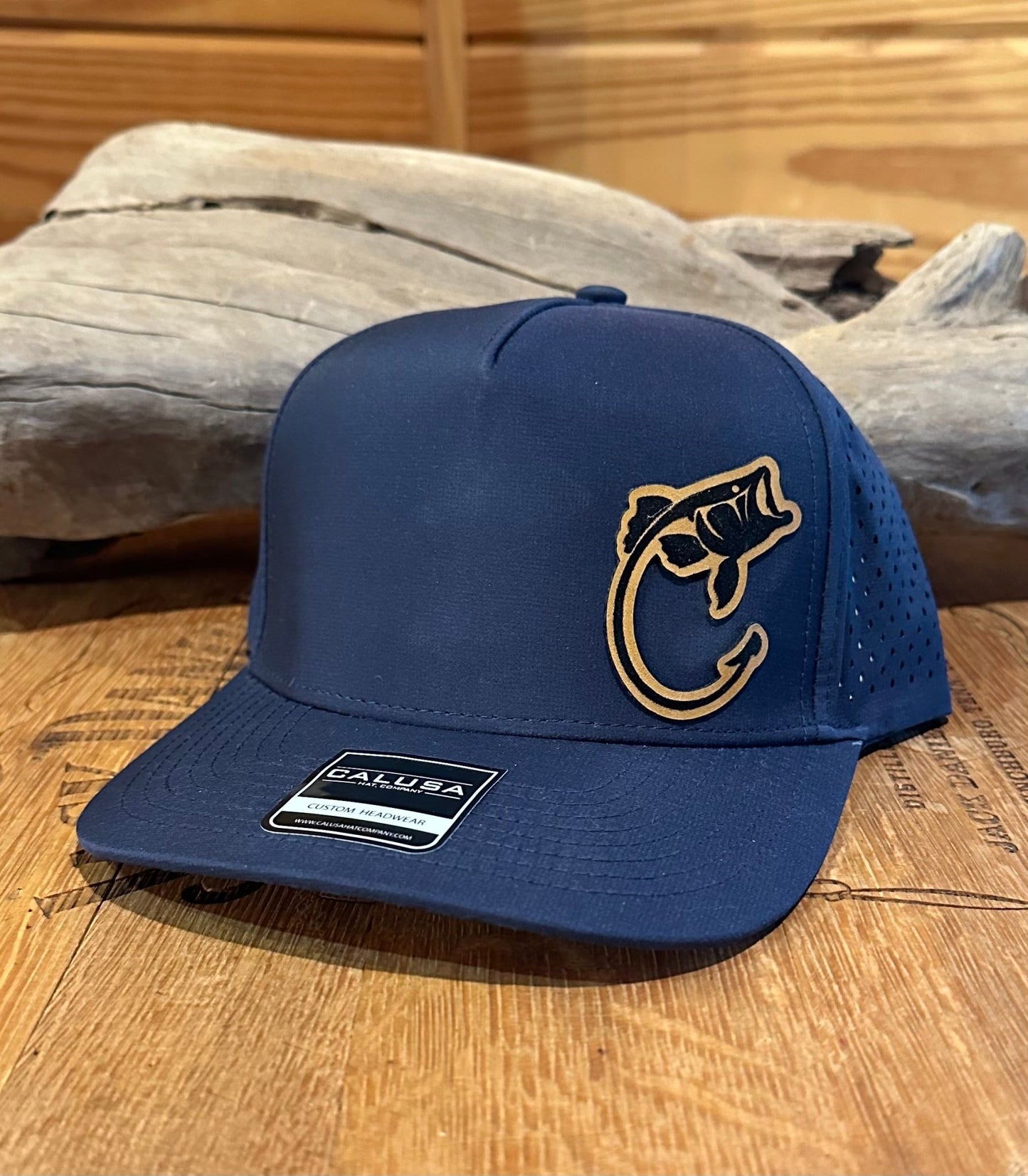 (2) WATERPROOF CAP WITH LEATHER FISHING PATCH - CountryFide Custom Accessories and Outdoors