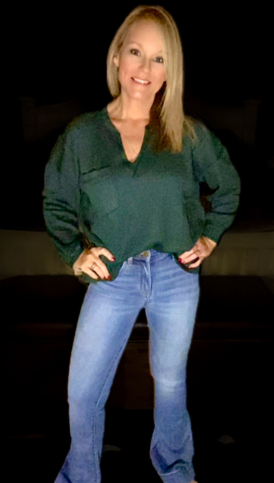 EXPOSED SEAM V NECK POCKET KNIT TOP - CountryFide Custom Accessories and Outdoors