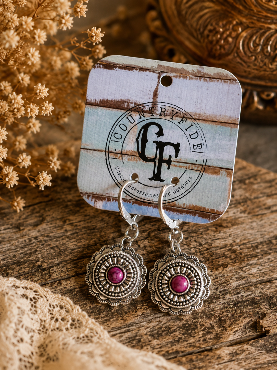 Wild Berry Concho Earrings