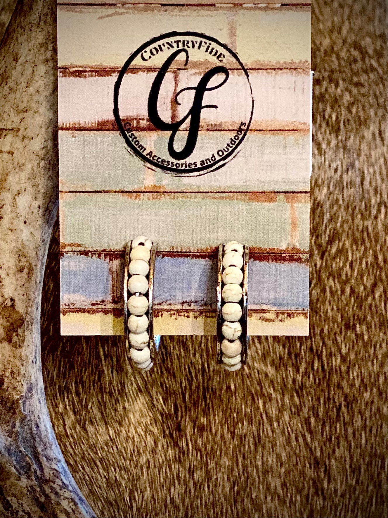 HALF MOON NATURAL STONE EARRINGS - CountryFide Custom Accessories and Outdoors