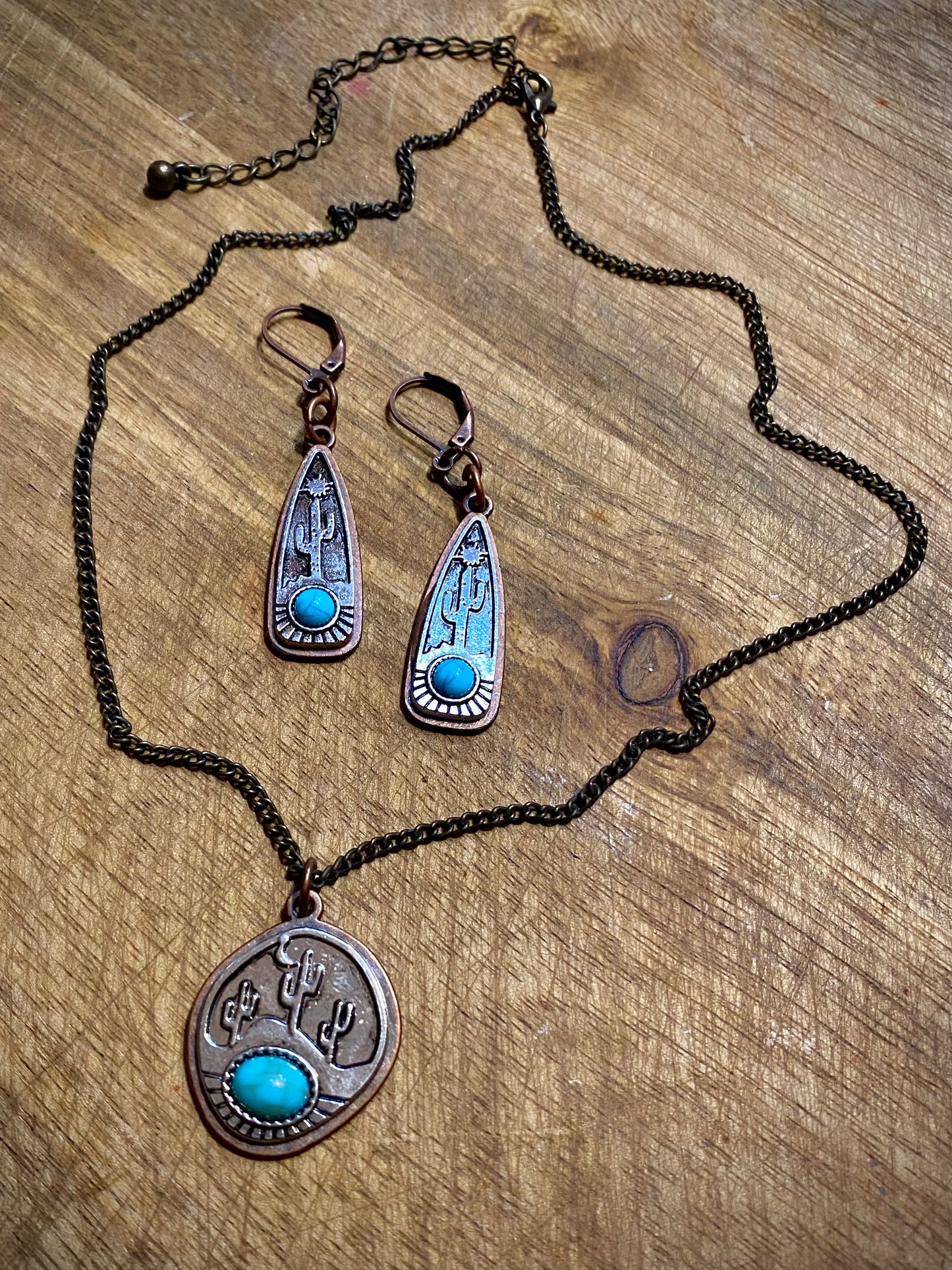 TEAL AND COPPER CACTUS SET - CountryFide Custom Accessories and Outdoors