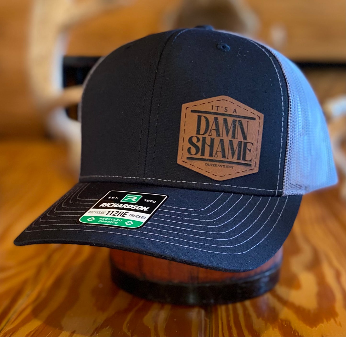 IT'S A DAMN SHAME LEATHER PATCH CAP - CountryFide Custom Accessories and Outdoors