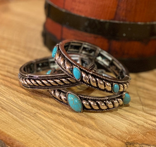 JOSEPHINE STACK STRETCH BRACELETS IN PINK AND TURQUOISE - CountryFide Custom Accessories and Outdoors