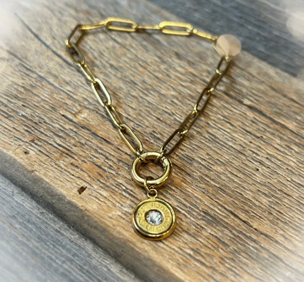 Gold Rush Single Shot Paperclip Bracelet - Silver and Gold