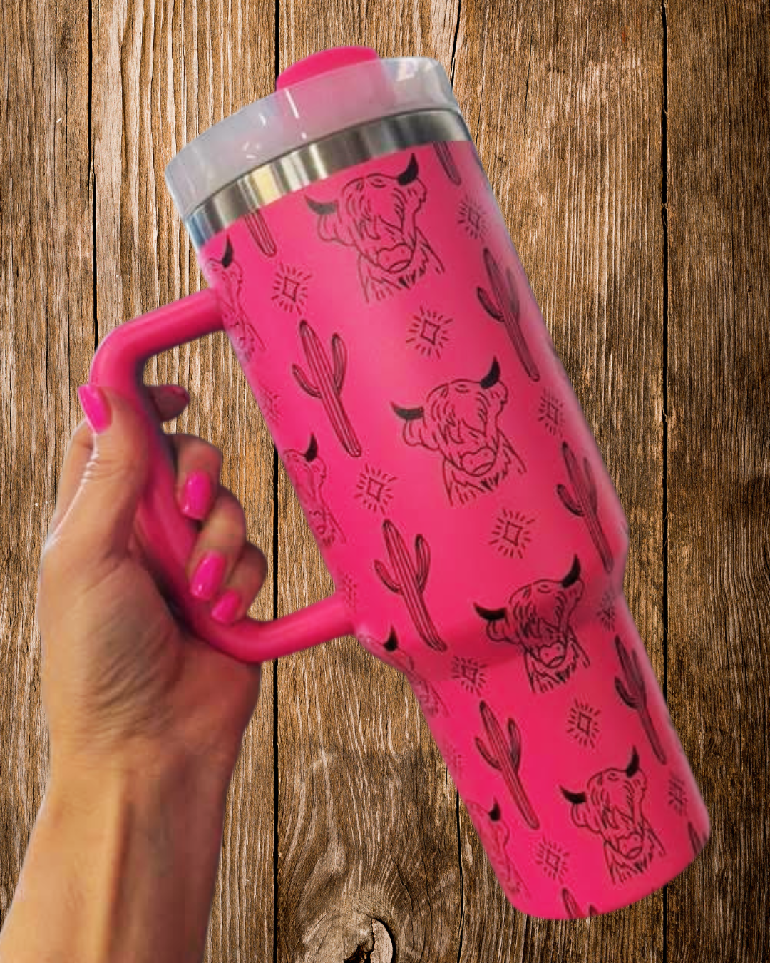 PINK WESTERN HIGHLAND 40oz WITH HANDLE