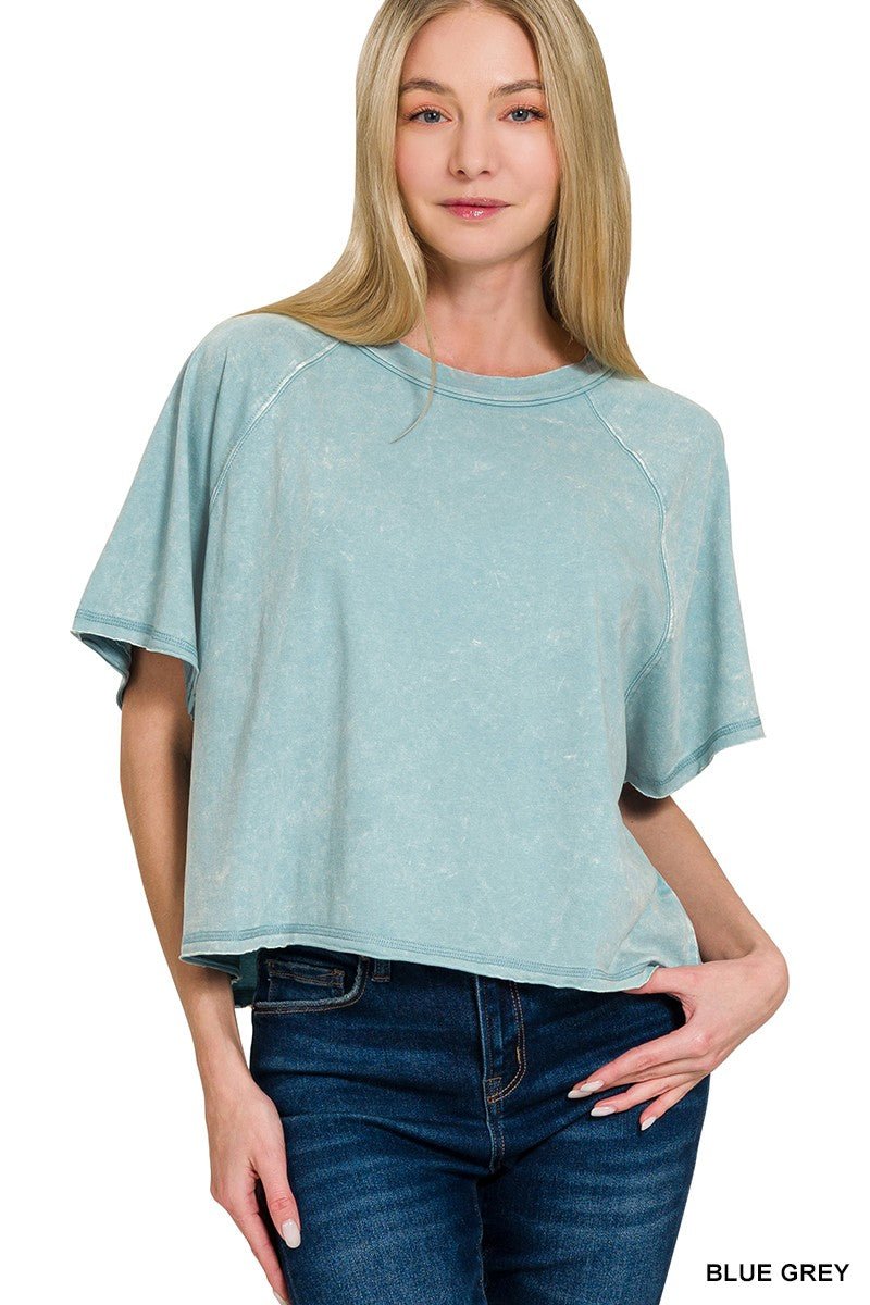 Acid Washed Round Neck Crop Tee - CountryFide Custom Accessories and Outdoors