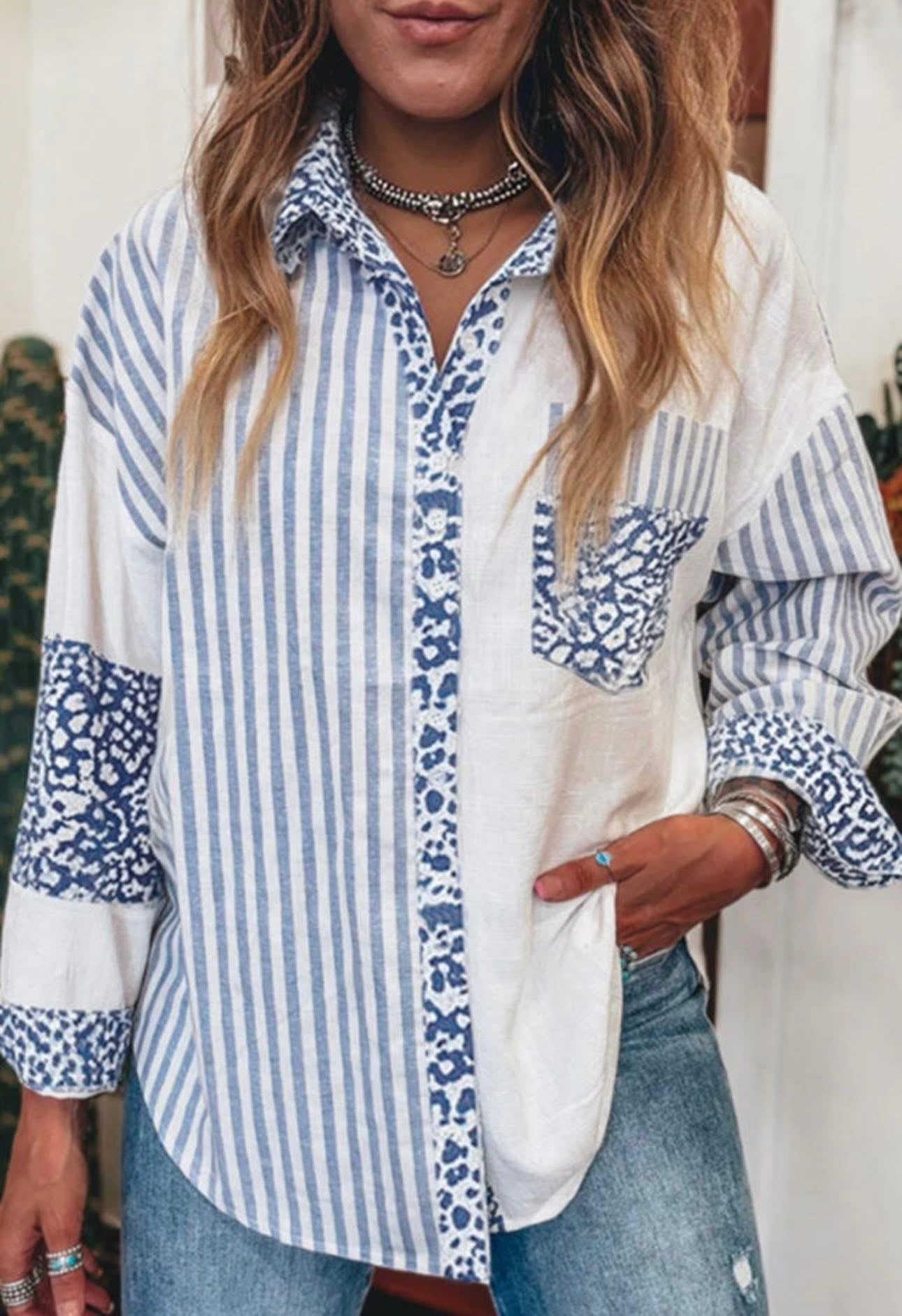 Always Included, Long Sleeve Stripe Leopard Colorblock Shirt - CountryFide Custom Accessories and Outdoors