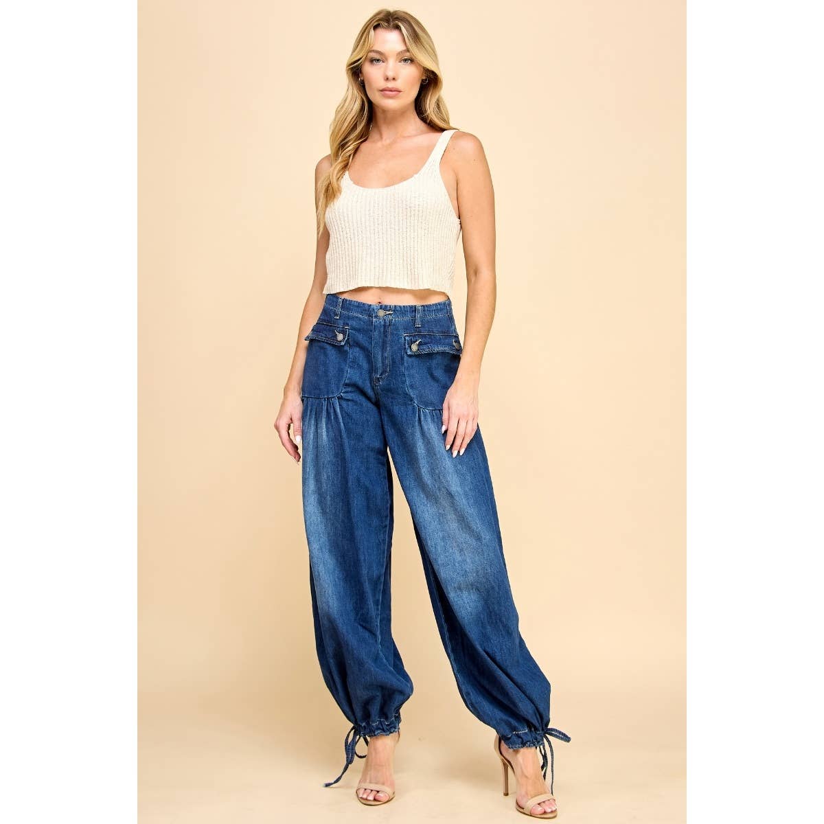 Ankle Drawstring Wide Denim Pants - CountryFide Custom Accessories and Outdoors