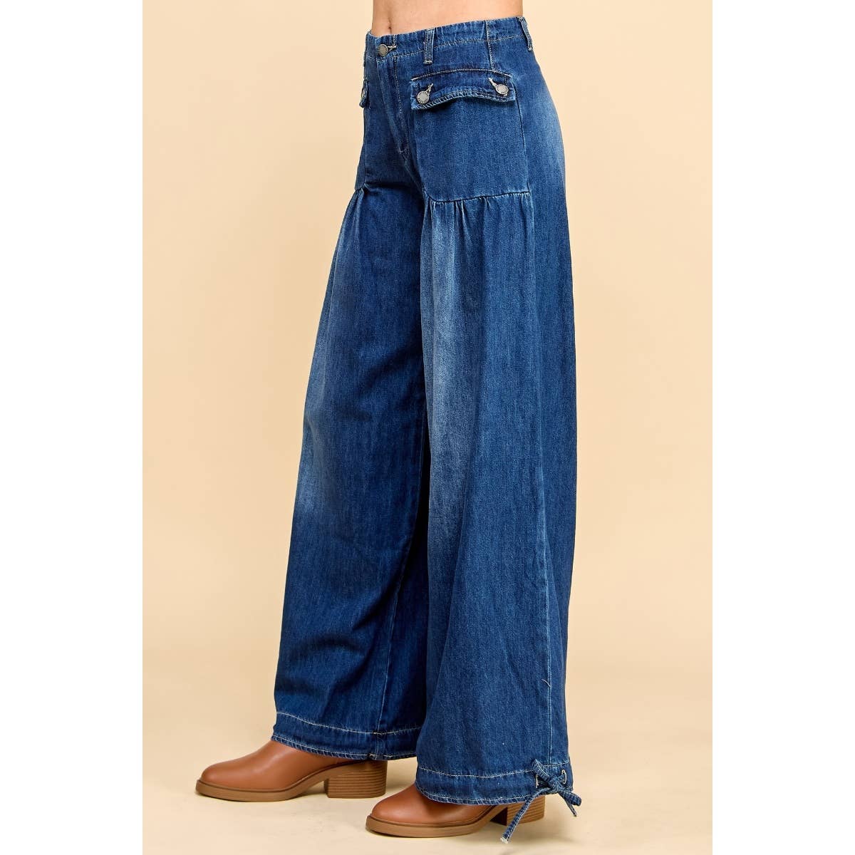 Ankle Drawstring Wide Denim Pants - CountryFide Custom Accessories and Outdoors