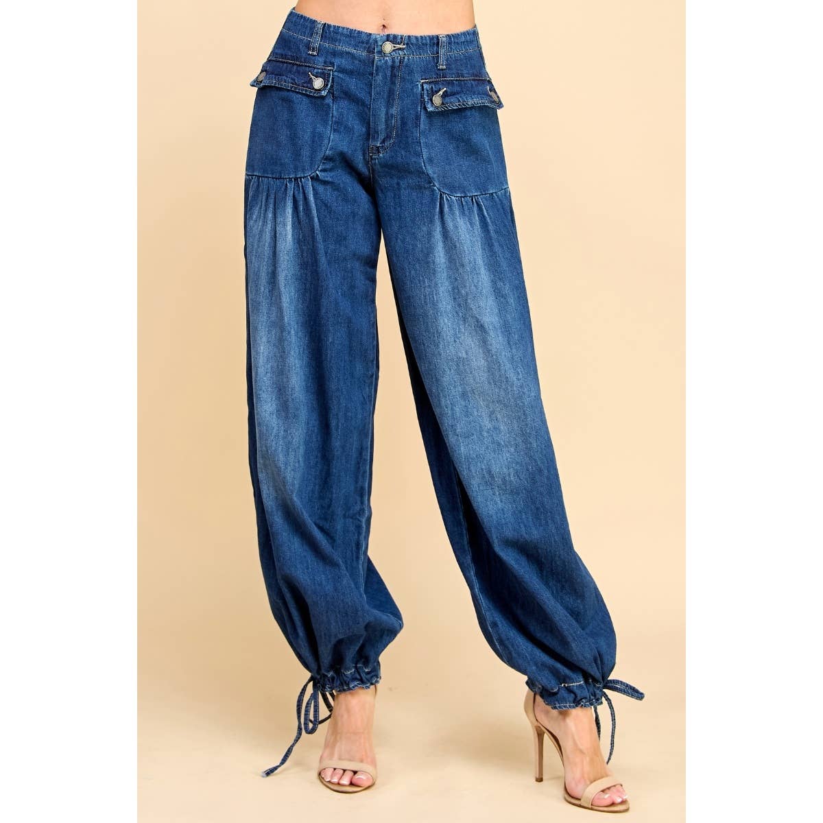 Ankle Drawstring Wide Denim Pants - CountryFide Custom Accessories and Outdoors