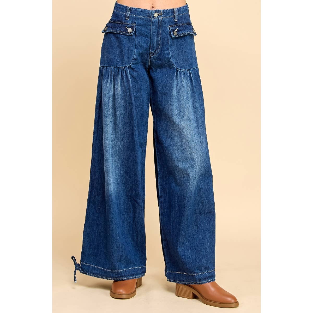 Ankle Drawstring Wide Denim Pants - CountryFide Custom Accessories and Outdoors