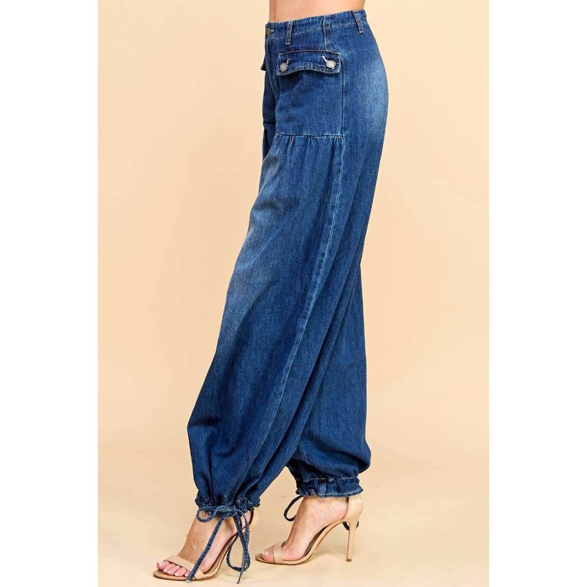 Ankle Drawstring Wide Denim Pants - CountryFide Custom Accessories and Outdoors