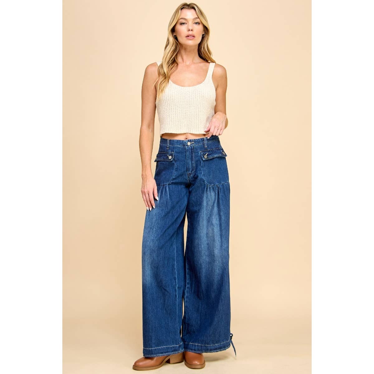 Ankle Drawstring Wide Denim Pants - CountryFide Custom Accessories and Outdoors