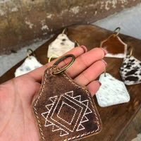 AZTEC RUSTIC LEATHER AND COWHIDE KEYCHAIN - CountryFide Custom Accessories and Outdoors