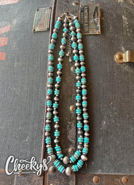Double Turquoise Navajo Bead Necklaces - CountryFide Custom Accessories and Outdoors