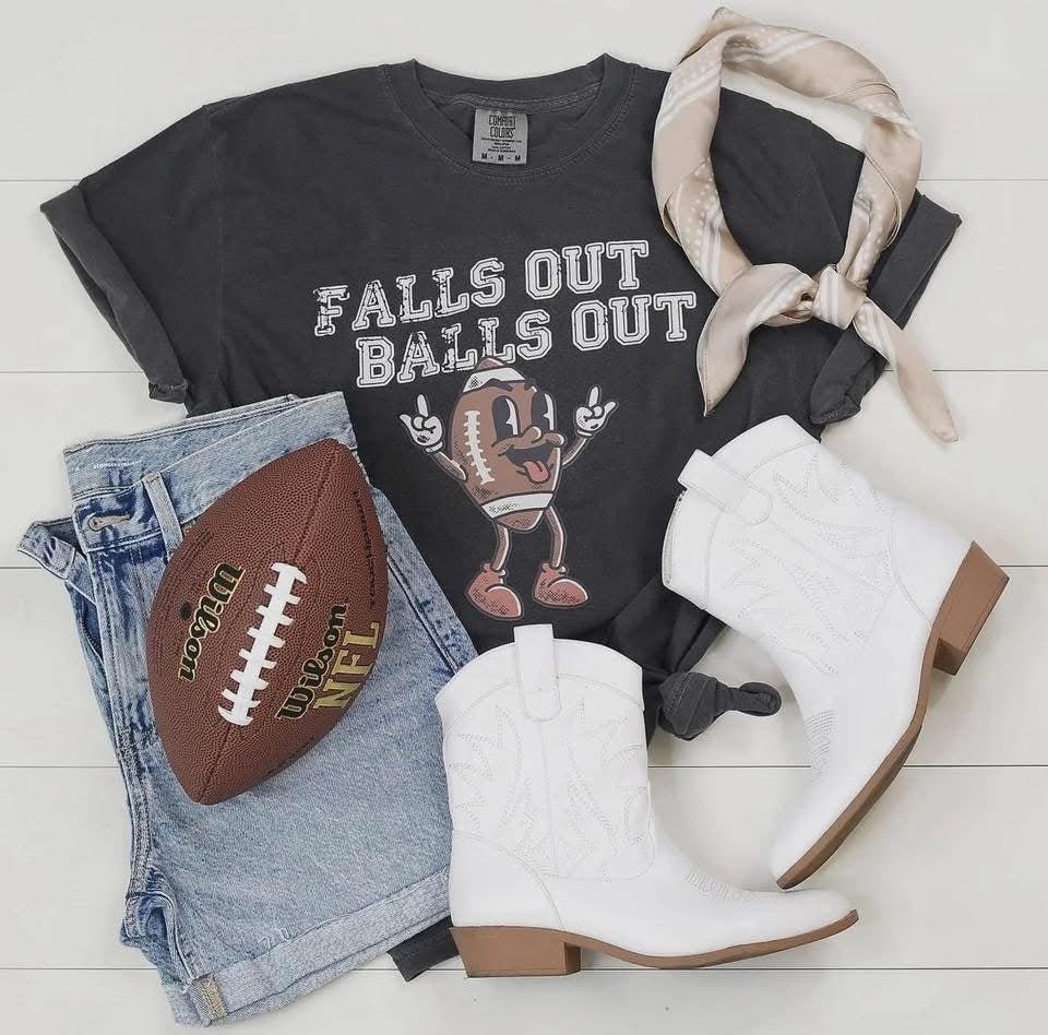 FALLS OUT BALLS OUT TEE - CountryFide Custom Accessories and Outdoors