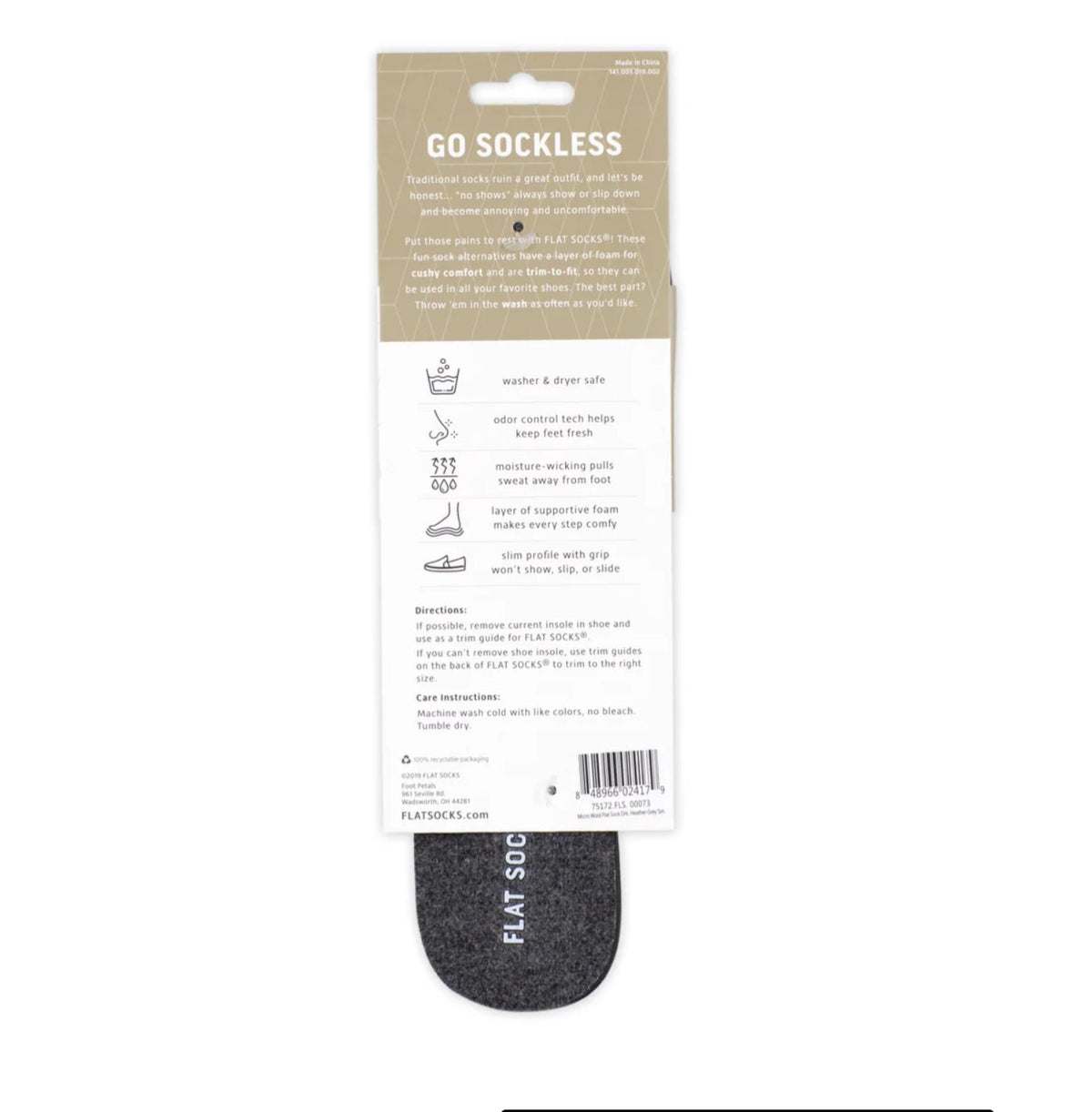 FLAT SOCKS - Grey - CountryFide Custom Accessories and Outdoors
