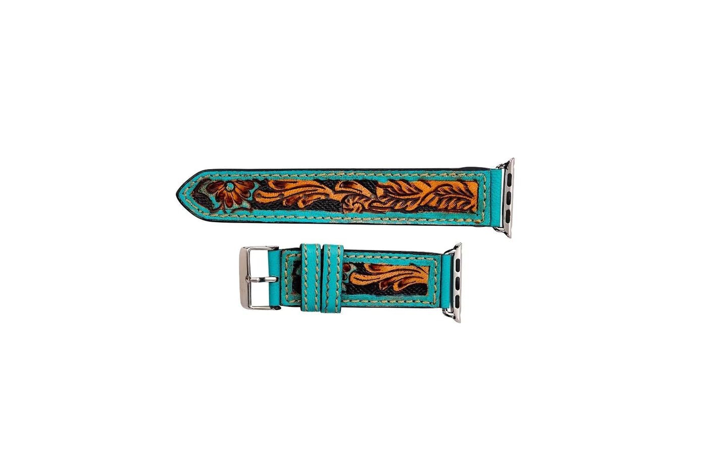 Flora Falls Hand - Tooled Leather Watchband - CountryFide Custom Accessories and Outdoors