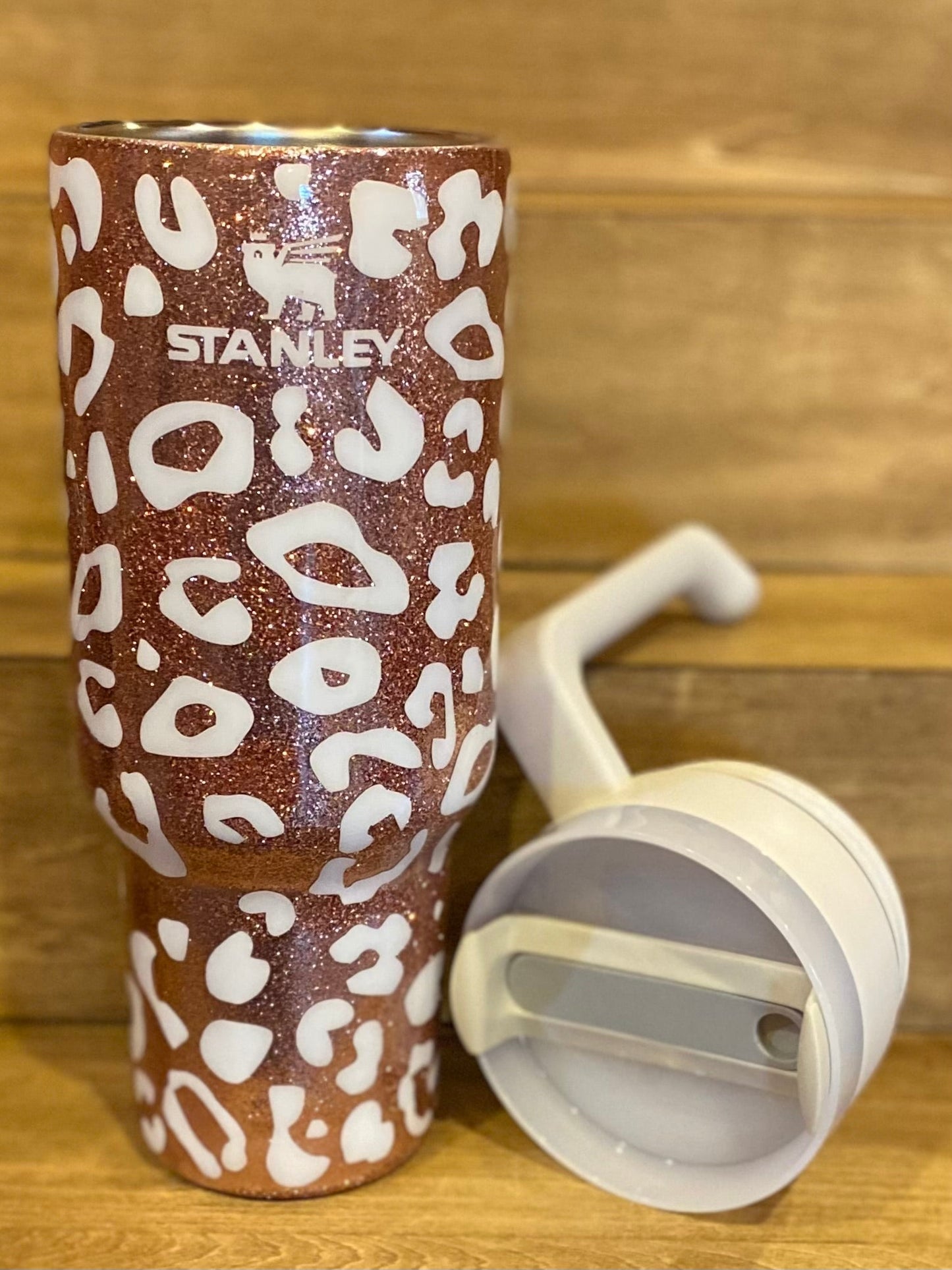 GLITTER PINK/WHITE LEOPARD 40oz - Removable Handle - CountryFide Custom Accessories and Outdoors