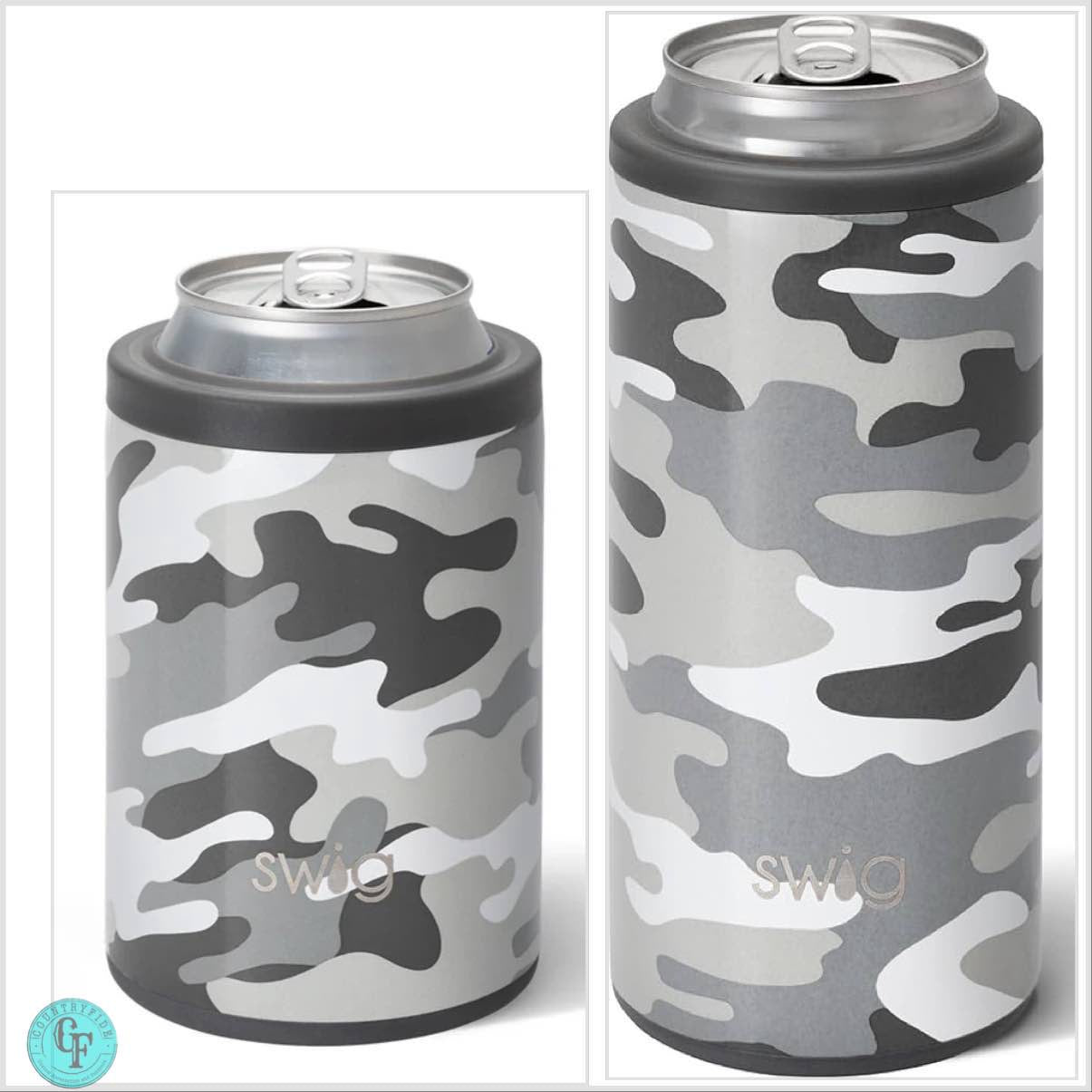 GREY CAMO SWIG CAN COOLER - CountryFide Custom Accessories and Outdoors