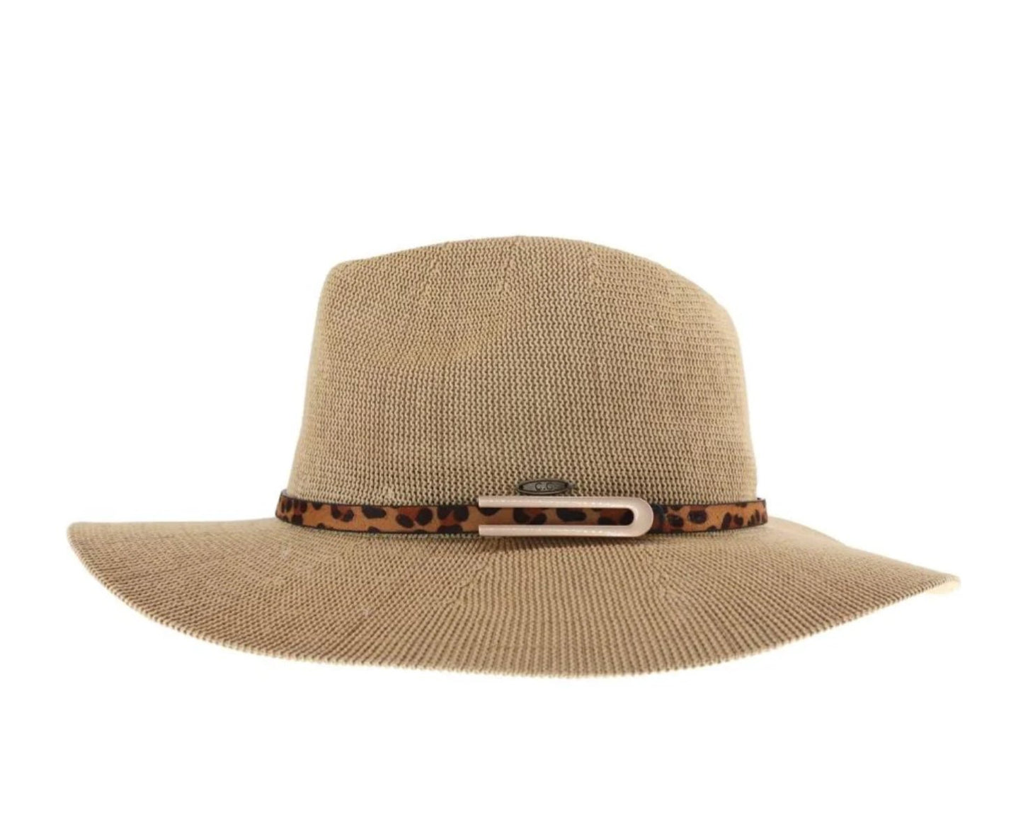 Knit Leopard Buckle Band C.C Panama Hat - CountryFide Custom Accessories and Outdoors