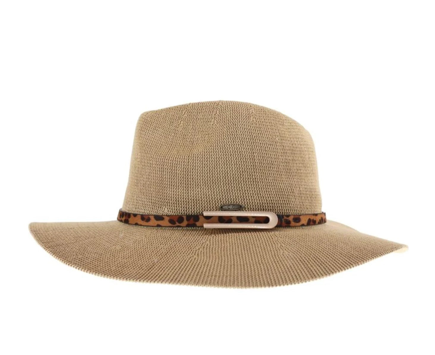 Knit Leopard Buckle Band C.C Panama Hat - CountryFide Custom Accessories and Outdoors