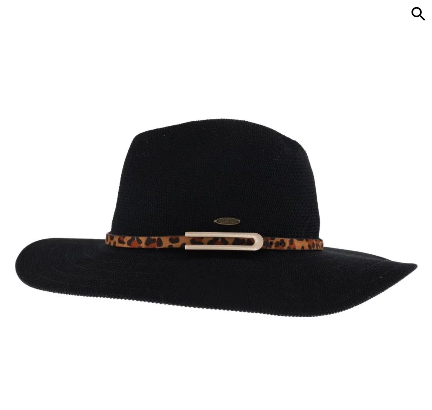 Knit Leopard Buckle Band C.C Panama Hat - CountryFide Custom Accessories and Outdoors