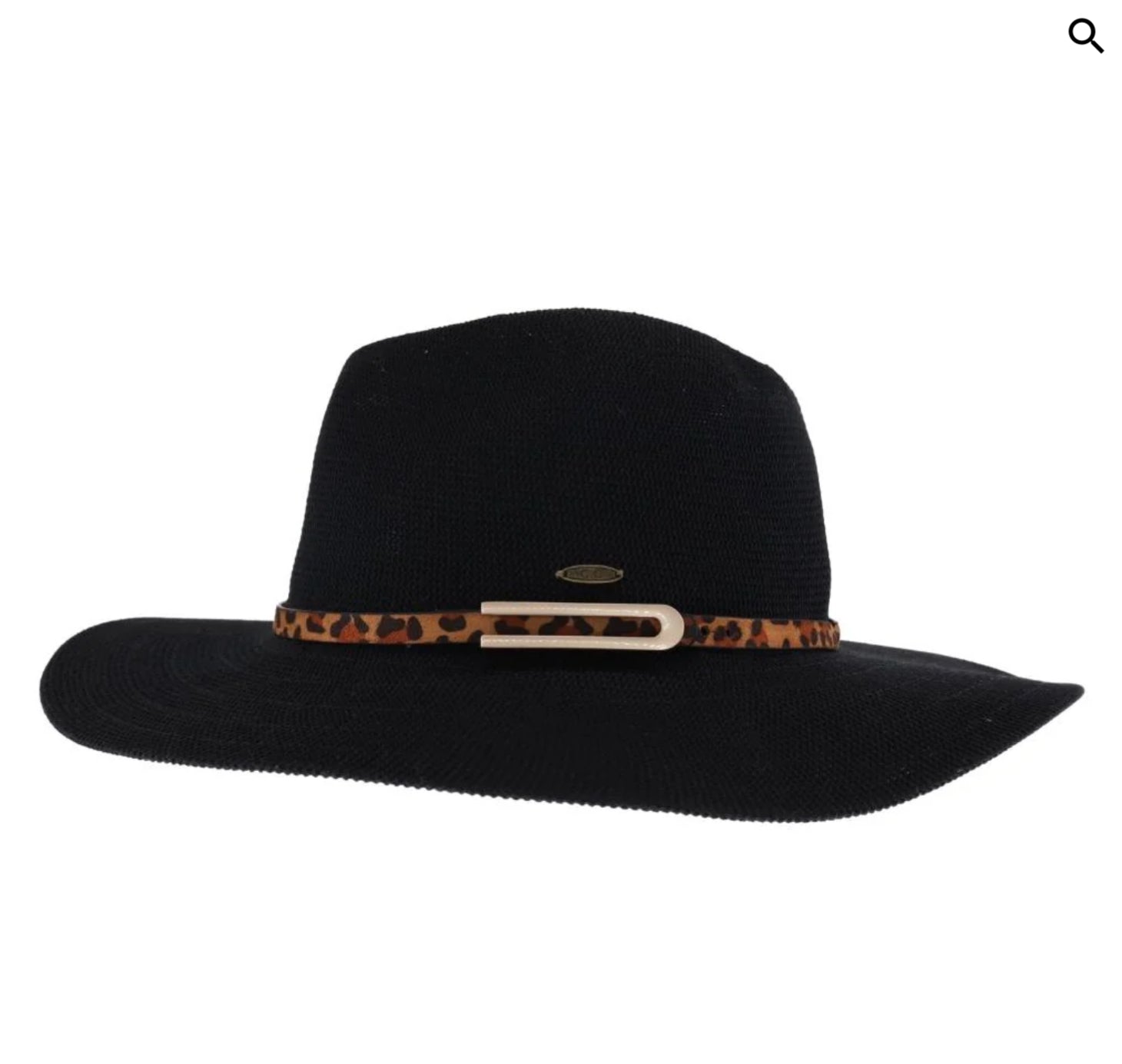 Knit Leopard Buckle Band C.C Panama Hat - CountryFide Custom Accessories and Outdoors