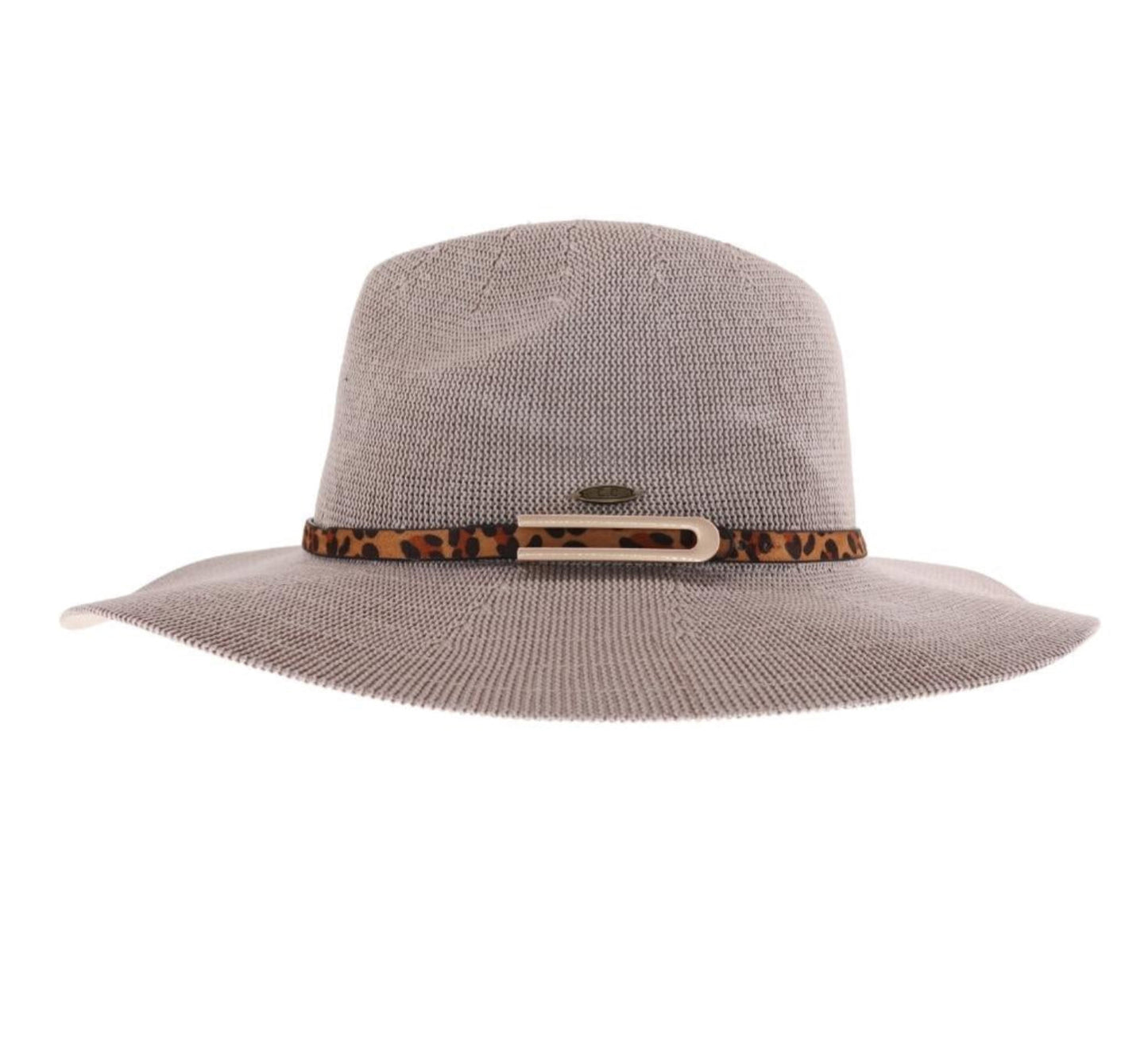 Knit Leopard Buckle Band C.C Panama Hat - CountryFide Custom Accessories and Outdoors