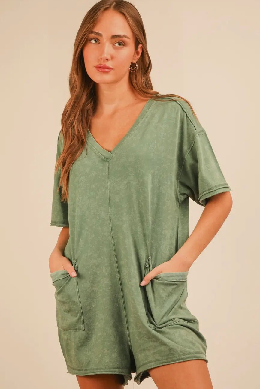 Mineral Washed Oversized Casual Knit Romper - CountryFide Custom Accessories and Outdoors