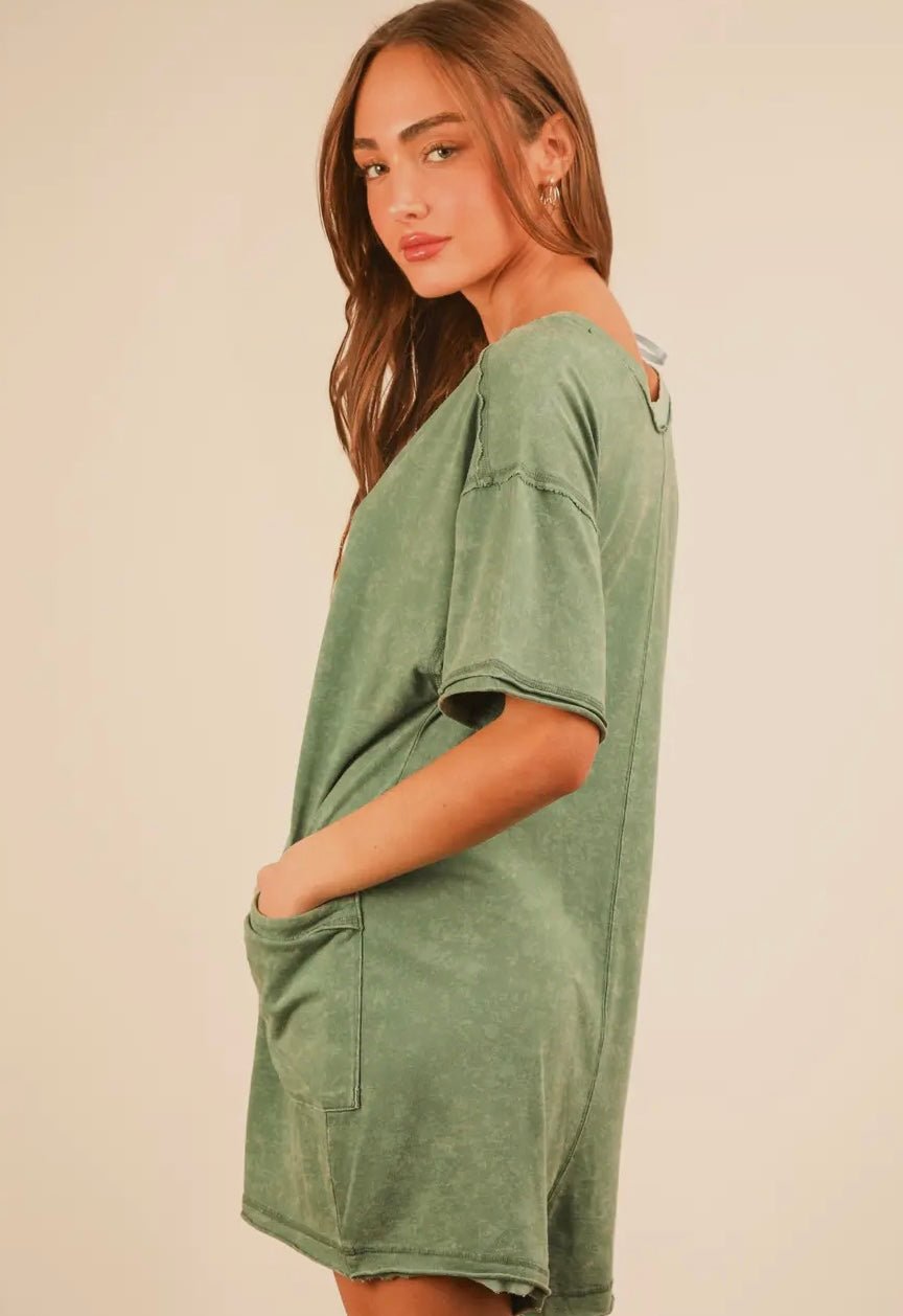 Mineral Washed Oversized Casual Knit Romper - CountryFide Custom Accessories and Outdoors