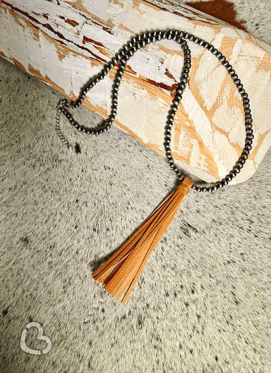 Navajo Pearl Necklace with Light Brown Tassels - CountryFide Custom Accessories and Outdoors