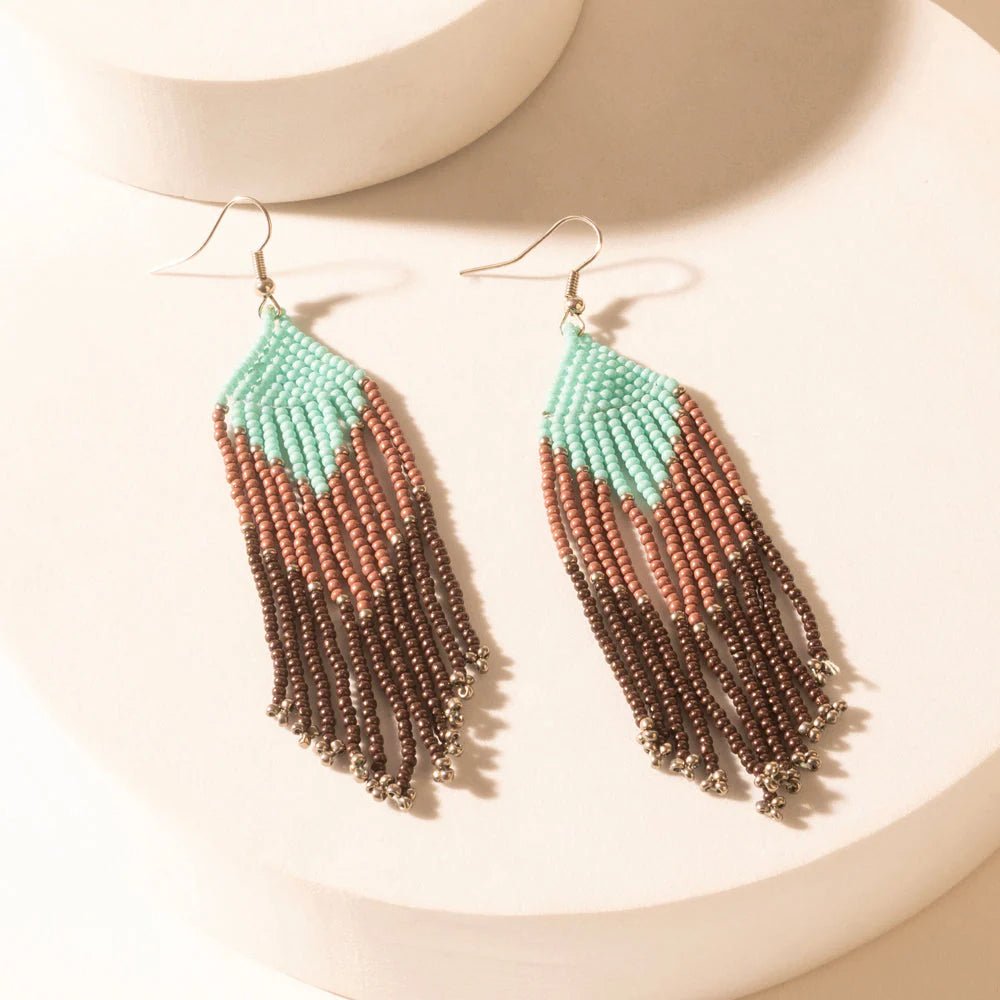 Outback Bloom Beaded Fringe Earrings In Desert Brown - CountryFide Custom Accessories and Outdoors