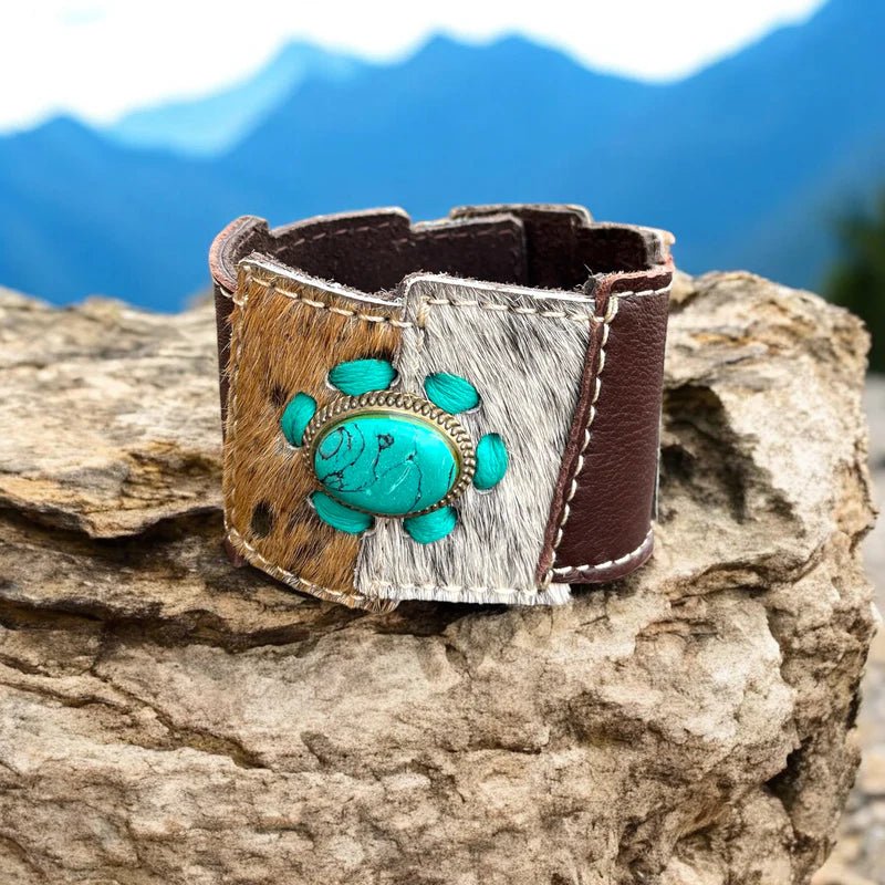 PATCHWORK COWHIDE BRACELET - CountryFide Custom Accessories and Outdoors