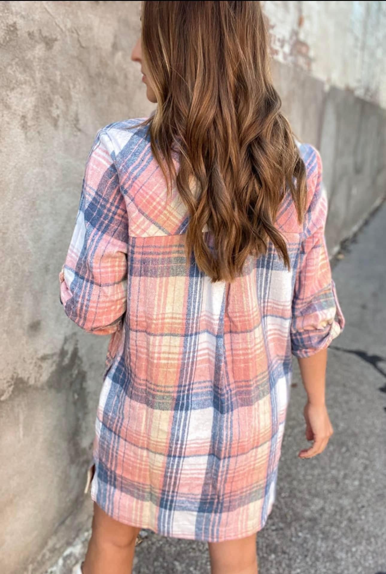Pink Plaid Shirt Dress - CountryFide Custom Accessories and Outdoors