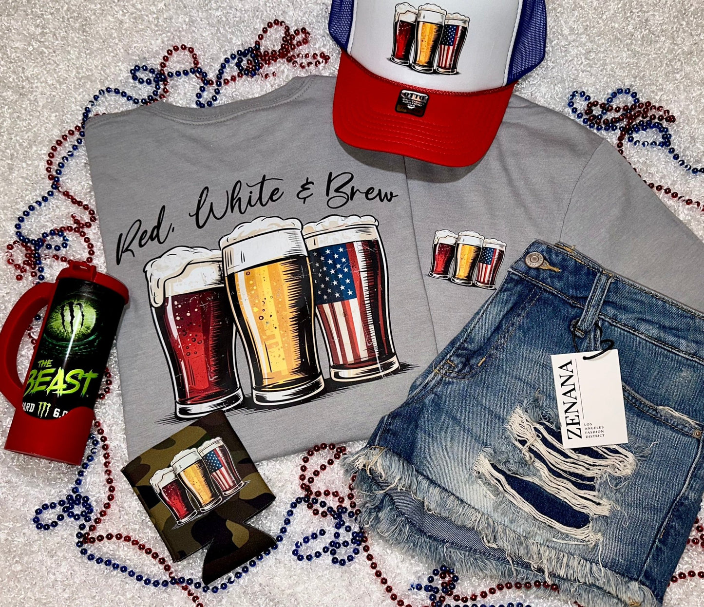 RED, WHITE AND BREW TRUCKER - CountryFide Custom Accessories and Outdoors