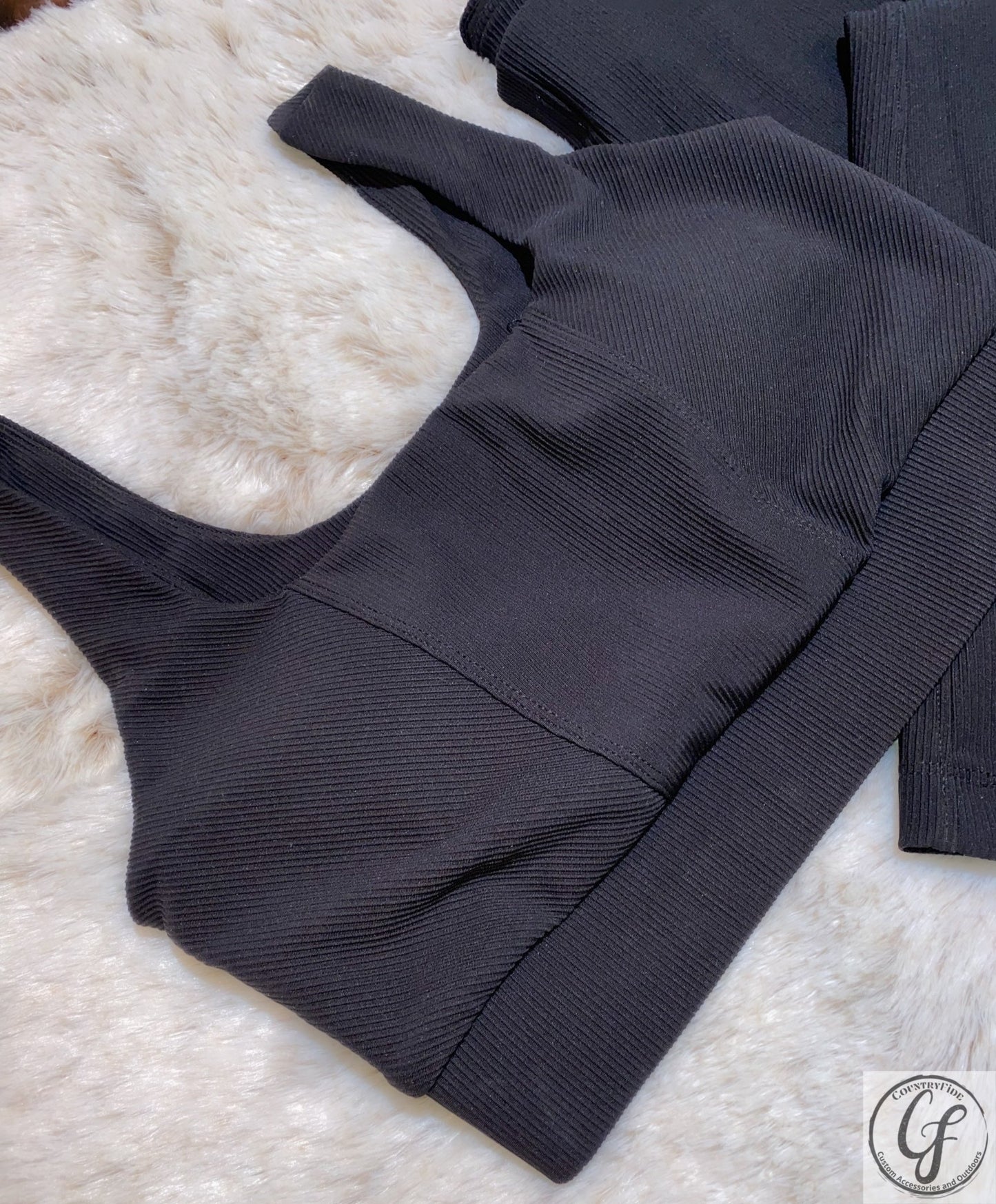 Ribbed Flare High-Waist Leggings and Bra Top Set - CountryFide Custom Accessories and Outdoors