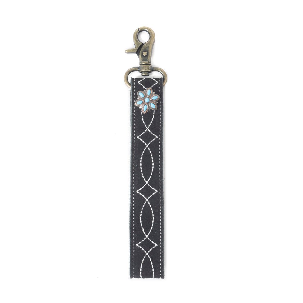 Rodeo Rose Leather Key Fob in Grey - CountryFide Custom Accessories and Outdoors