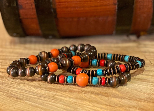 SET OF 3 COPPER NAVAJO PEARL STRETCH BRACELETS - CountryFide Custom Accessories and Outdoors