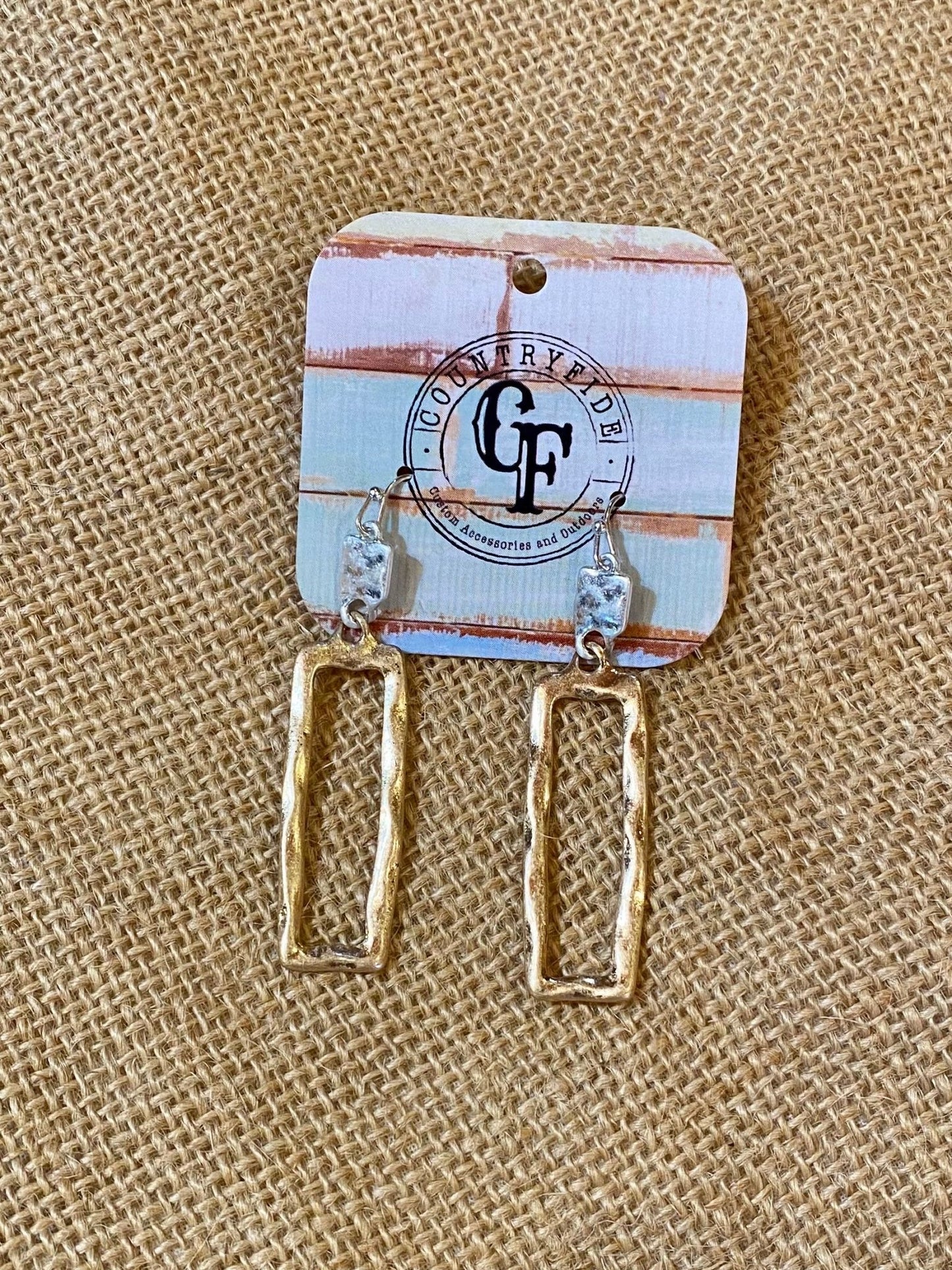 STAMPED METAL RECTANGLE EARRINGS - CountryFide Custom Accessories and Outdoors