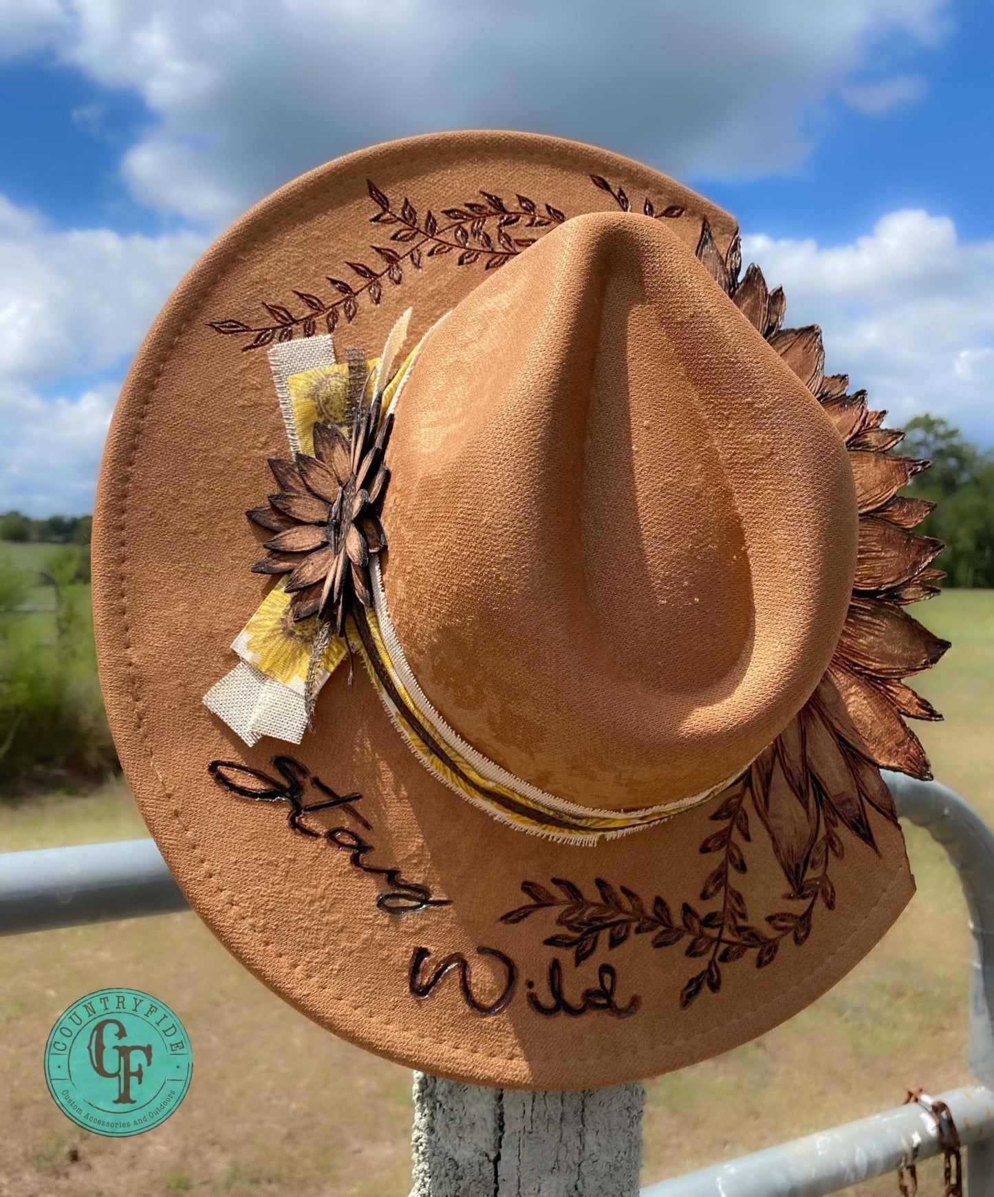STAY WILD SUNFLOWER FEDORA - CountryFide Custom Accessories and Outdoors