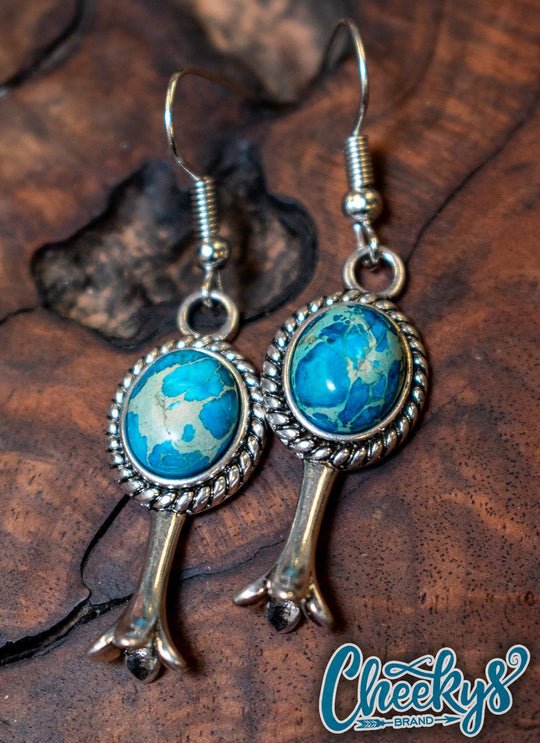 The Callahan Squash Blossom Earrings in Mosaic Turquoises - CountryFide Custom Accessories and Outdoors