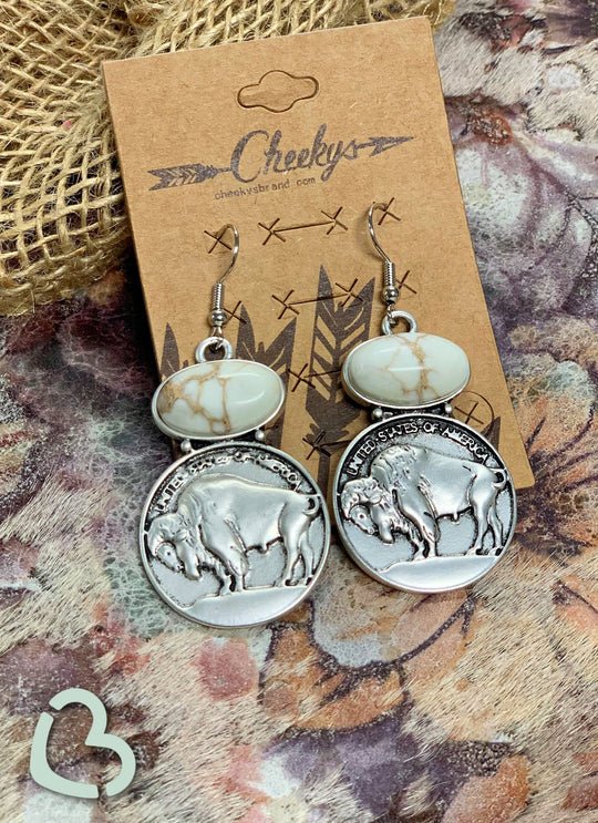 The Shawney Buffalo Nickle Earrings - HOT PINK/WHITE/TURQ - CountryFide Custom Accessories and Outdoors