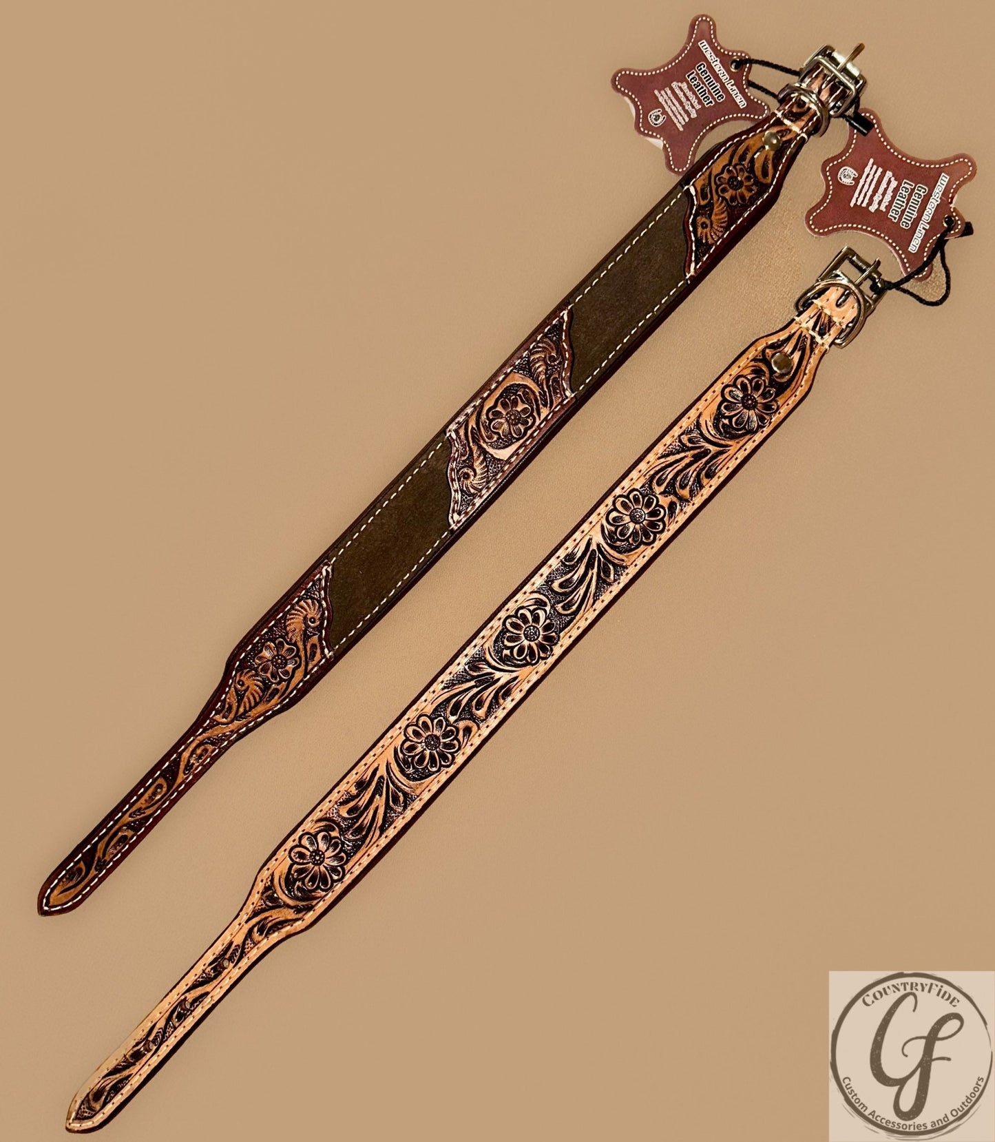 TOOLED GENUINE LEATHER DOG COLLAR - CountryFide Custom Accessories and Outdoors