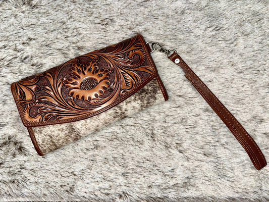 TOOLED LEATHER AND COWHIDE WALLET - CountryFide Custom Accessories and Outdoors