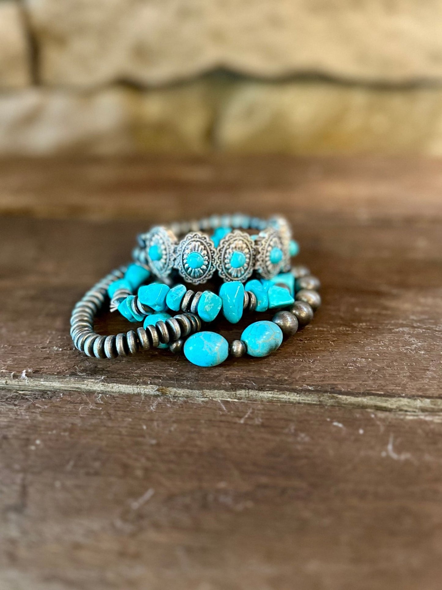 TURQUOISE AND NAVIJO STACK STRETCH BRACELETS - CountryFide Custom Accessories and Outdoors