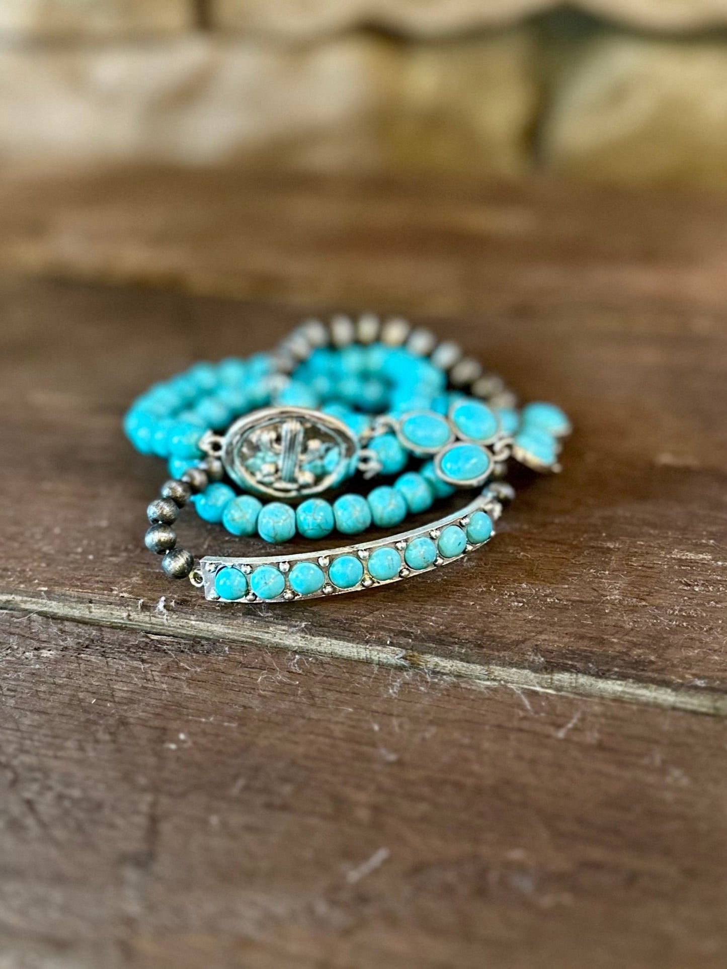 TURQUOISE AND NAVIJO STACK STRETCH BRACELETS - CountryFide Custom Accessories and Outdoors